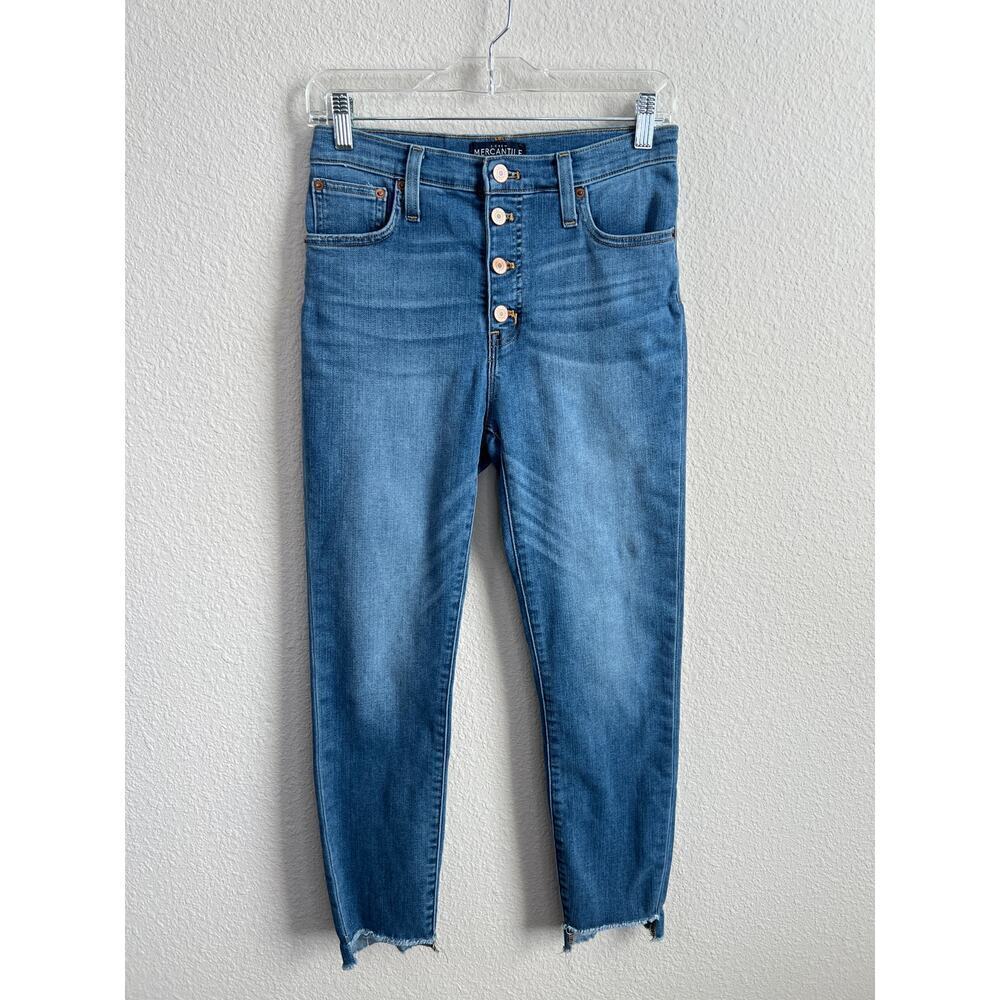 J. Crew Mercantile Jeans Women's 27 Exposed Button Step Hem Superskinny Straight